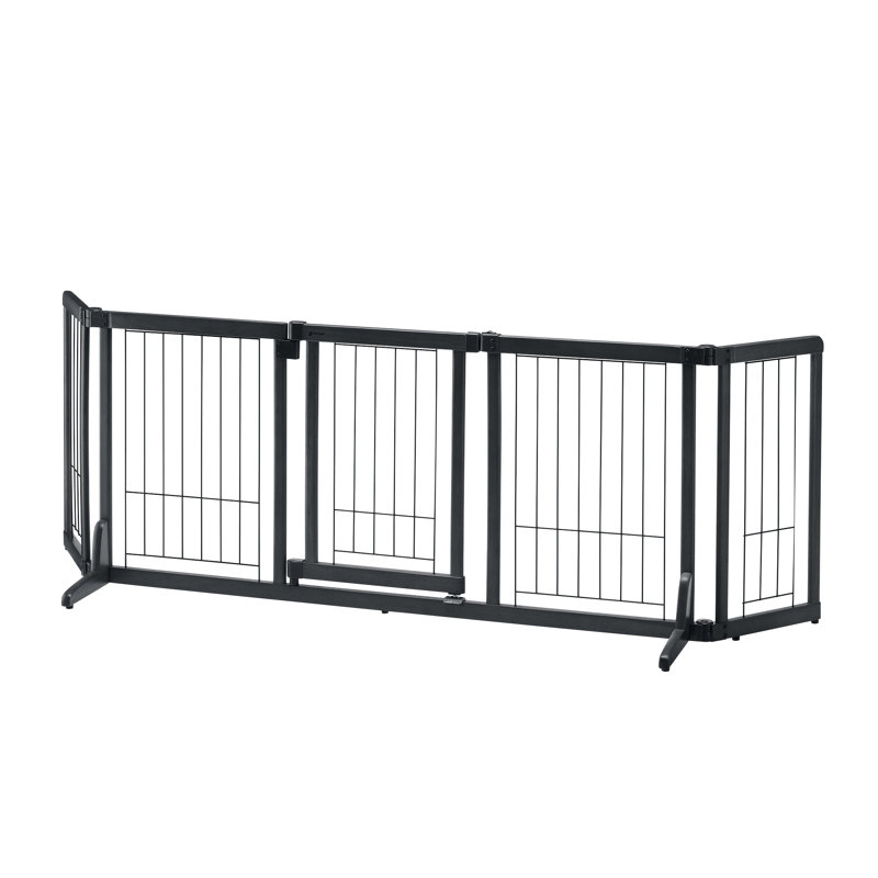 Wood Free Standing Pet Gate, Black