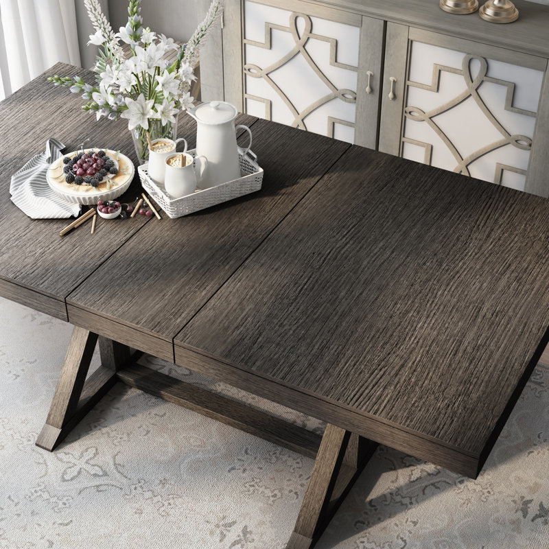 Rudasill Extendable Solid Wood Base Dining Table