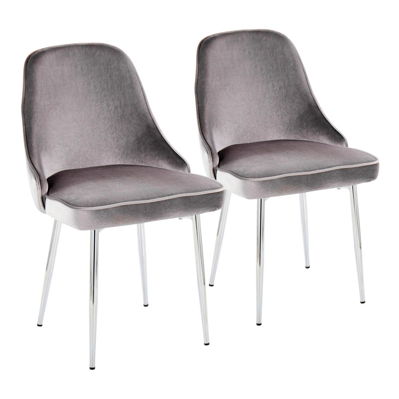 Chaise d'appoint large Seel, Polyester argent, Blanc