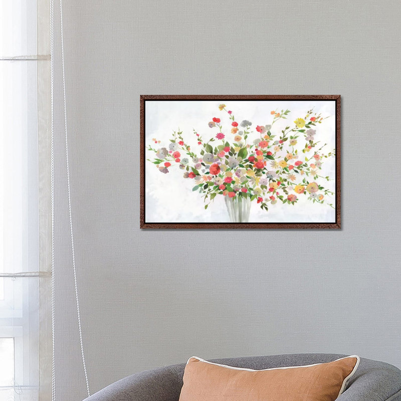 New Spring Bouquet by Allison Pearce - Painting on Canvas, Classic Brown Wood Framed Canvas, 66.04 cm H x 45.72 cm W