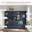 Multifunctional Left-Right Combination Hall Cabinet (Can Be Used Separately) With Storage And 4 Hooks, Storage Cabinet/ Hall Tree 2 In 1 For Living Room, Kitchen And Hallway, Antique Blue-1295562906