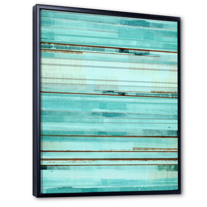 «Teal Meets Brown», art abstrait sur toile moderne et contemporaine, H 20 po x l 12 po x P 1 po, Cadre flottant noir