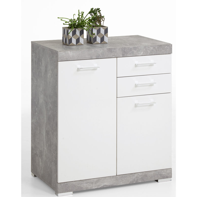 Charlton 80 cm W Chest of 2 Drawers, Grey/White