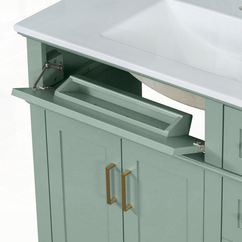 Meuble-lavabo de salle de bain avec lavabo, Vert