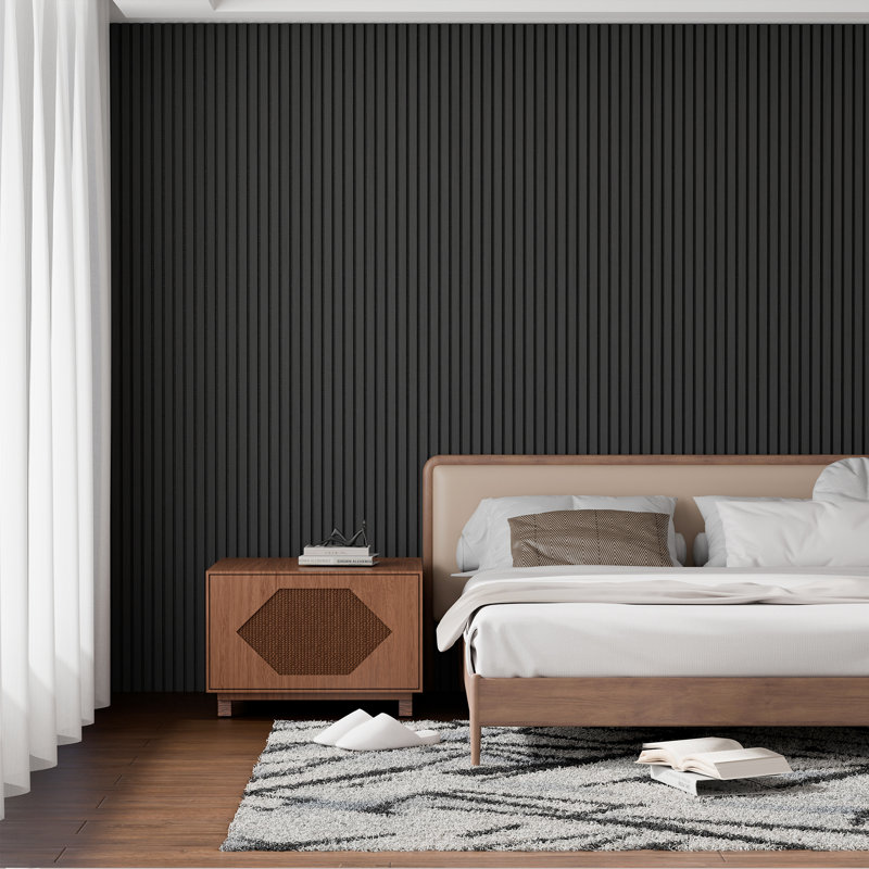 Panneaux muraux décoratifs 3D Slat Wall Panels, Noir, H 94,5 po x l 11,8 po