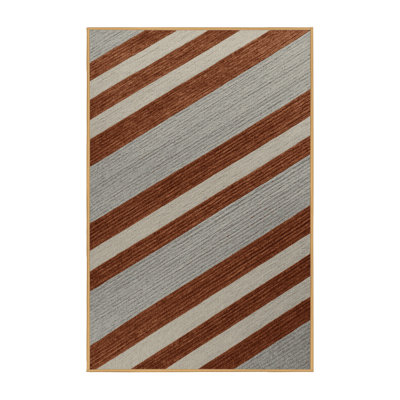 Washable Auburn Light Gray Striped Area Rug
