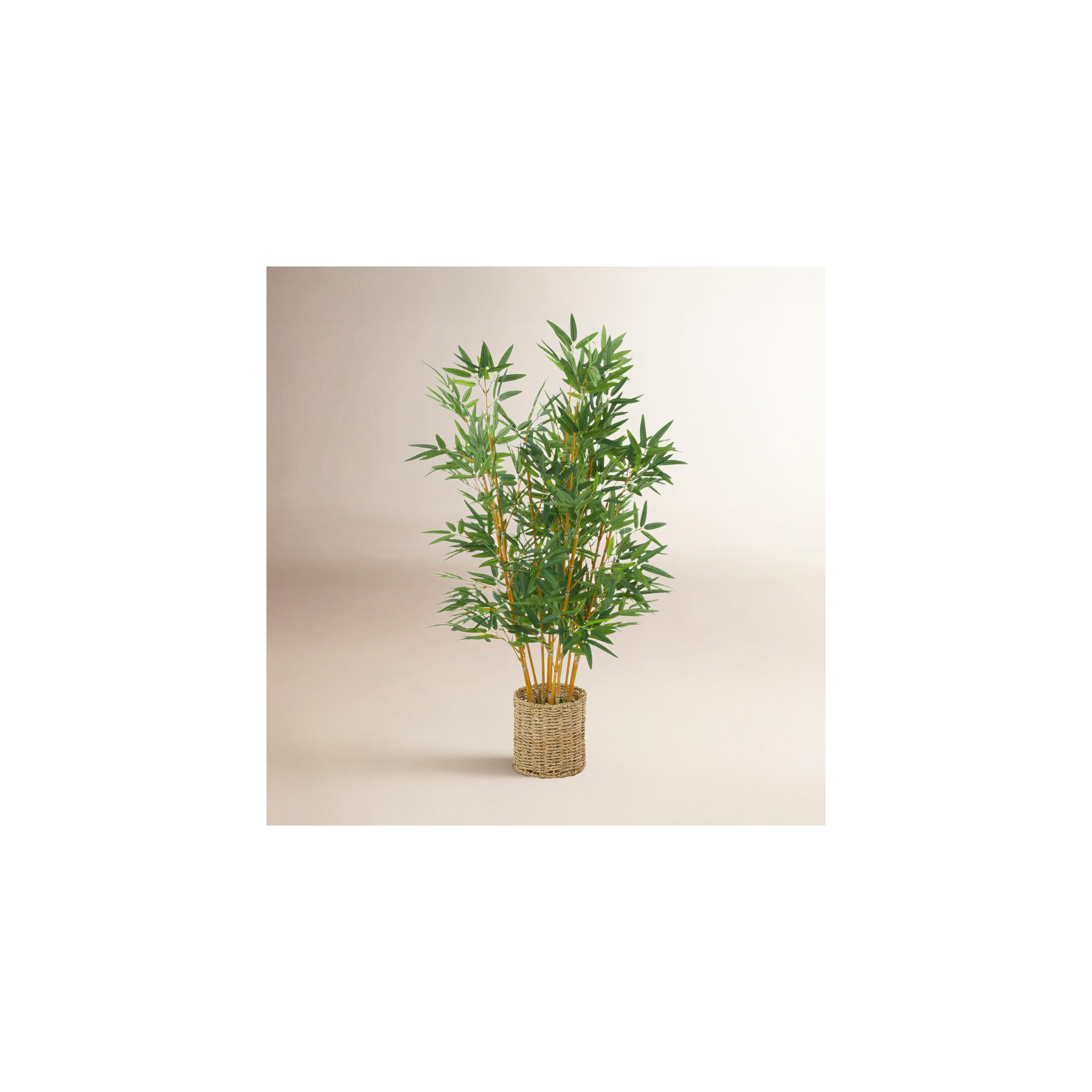 Cole And Grey Faux Foliage Artificial Tree With Realistic Leaves And Brown Seagrass Pot, 59" H x 27" W x 27" D, Light Brown