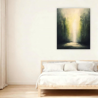 Misty Light Forest Path Unframed Canvas Wall Art  24" X 36"