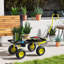 Outsunny Garden Trolley Cart Heavy Duty Garden Cart Metal Frame Yellow