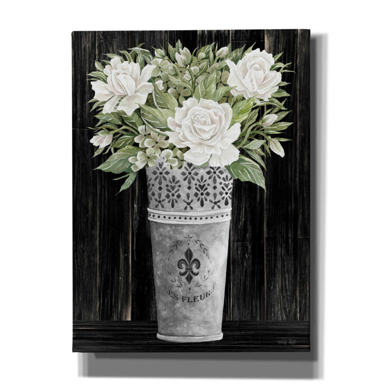 «Punched Tin Floral III» par Cindy Jacobs - peinture sur toile tendue, H 54 po x l 40 po x P 1,5 po