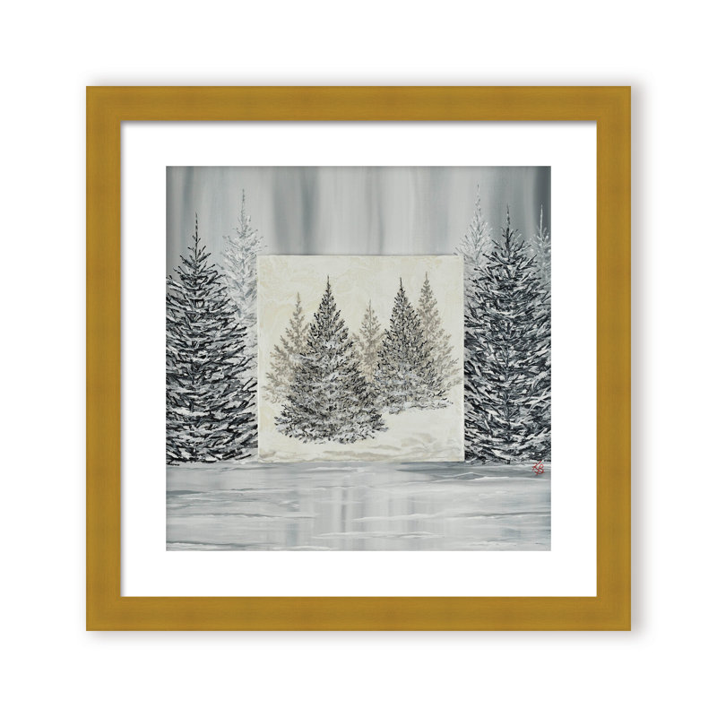 Nature Inspired "Pine Portrait" Canvas Wall Art By , 12" H x 12" W x 1.125" D, Framed Matted Print, White