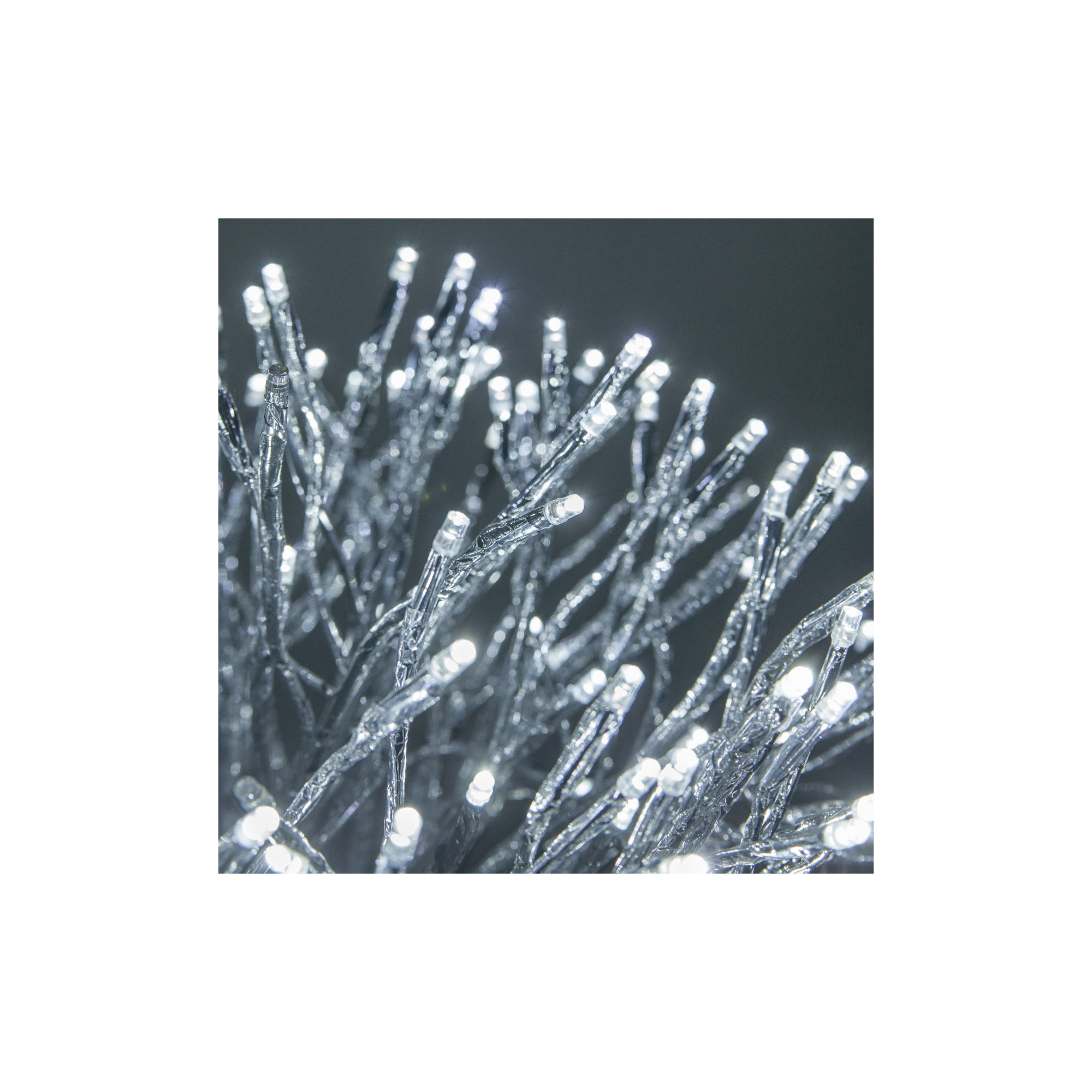 LED Twinkle Light Indoor/Outdoor Starburst Lighted Branch, Silver/Cool White, 12"