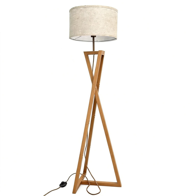 153cm Powder Coated Tripod Floor Lamp, Cream coloured