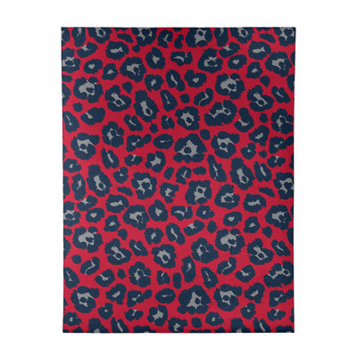Tapis rouge / bleu marine / gris à imprimé animal