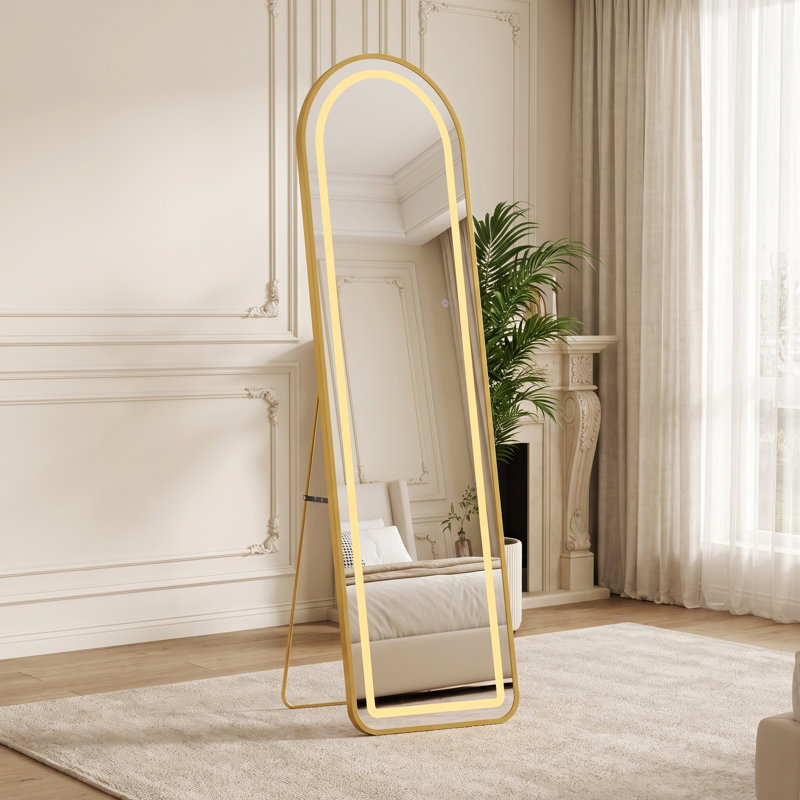 Glass Leaning Full Length Mirror, D-Shaped