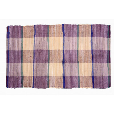 Tapis mauve et beige à carreaux Chindi