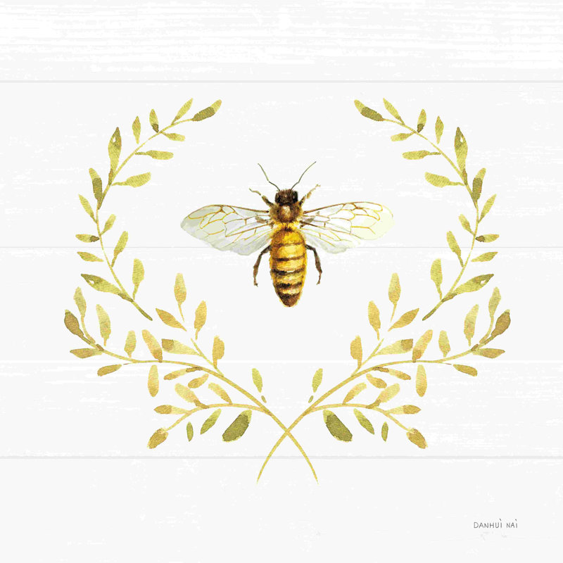 Bees and Blooms Bee Laurel - reproduction sur toile tendue, H 36 po x l 36 po