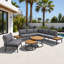 Ensemble de conversation élégant pour le jardin - Canapé modulaire d'extérieur avec tables gigognes rondes-1107833567