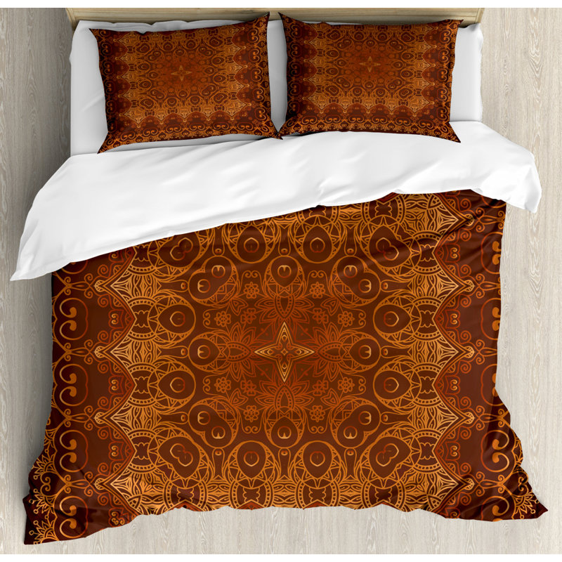 Traditional Polyester Damask Duvet Cover, Queen Duvet Cover + 2 Pillow Sham