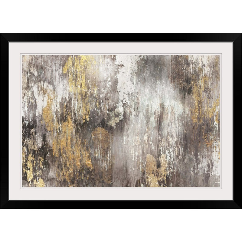 « Gold Ikat » Kaysen - impression, Cadre noir, H 28 po x l 38 po x P 1 po