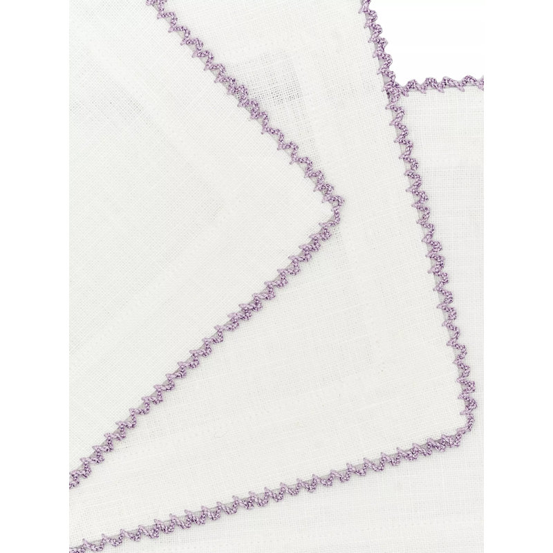 Picot Edge Cocktail Napkins, White/Orchid
