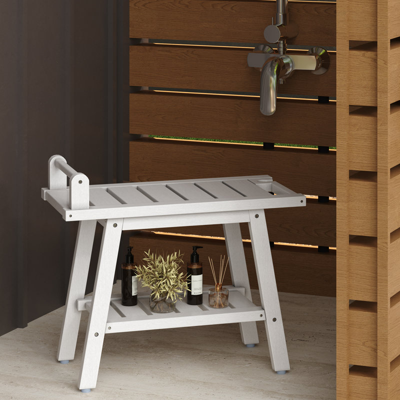 Banc de douche en polyéthylène Natilea, H 20 po x l 24 po x P 12 po, Blanc / blanc