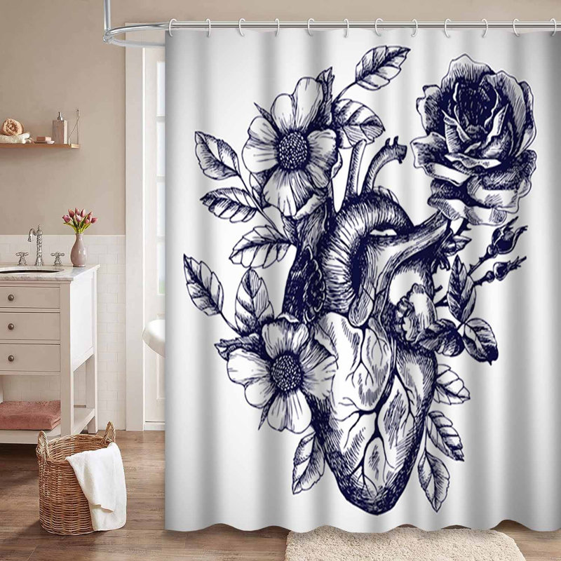 Rideau de douche imperméable à l'eau avec 12 crochets, L 72 po x l 78 po