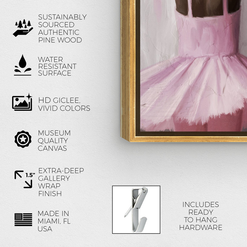 Apprendre le ballet - Impression sur toile, Encadrement doré, H 15 po x l 10 po