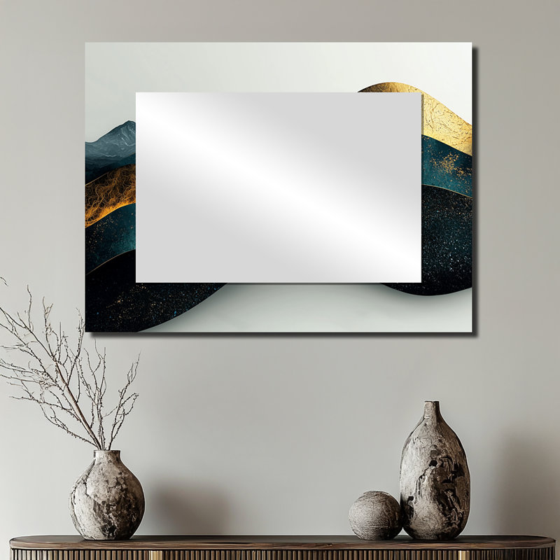 «Minimal Mountains Solitude Horizon», miroir mural décoratif de paysage abstrait, imprimé sur métal, 24 po x 32 po