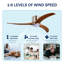 52" 3-Blade Solid Wood Flush Mount Ceiling Fan With Led Light & Remote Control-990205505-990205630