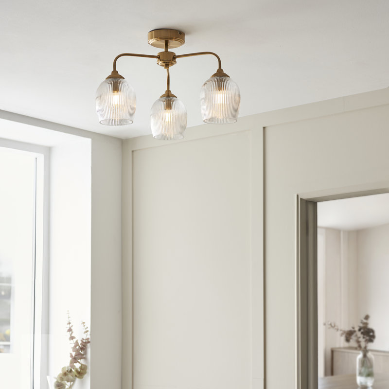 Ashcroft Ribbed 3 Light Ceiling Semi flush light