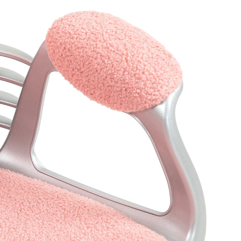 Chaise de bureau rose en molleton avec boutons, hauteur de siège réglable et pivotement à 360 °, coussin de détente rembourré et inclinable, assise confortable
