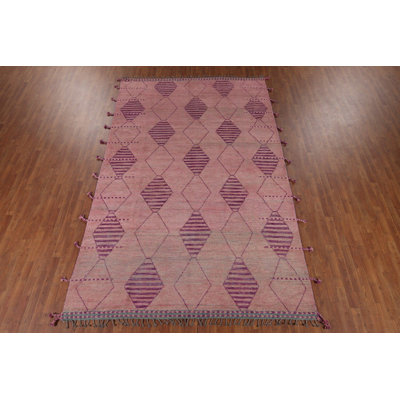 All-Over Pink Geometric Moroccan Area Rug 8x12