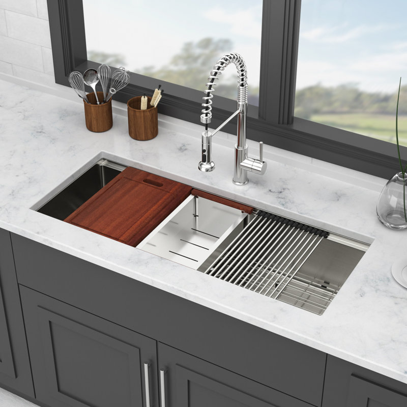 Versatile Workstation Stainless Steel Undermount Sink Perfect For Efficient Kitchen Space