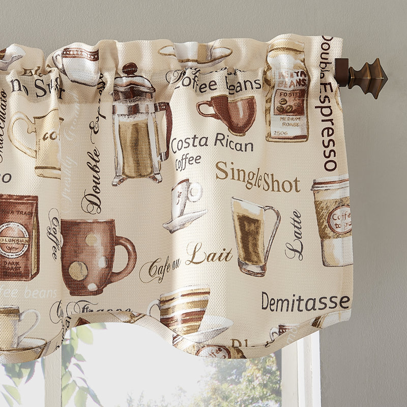 Ensemble de cantonnière et brise-bise semi-diaphane avec passe-tringle Debrah Coffee Shop, l 54 po x L 24 po
