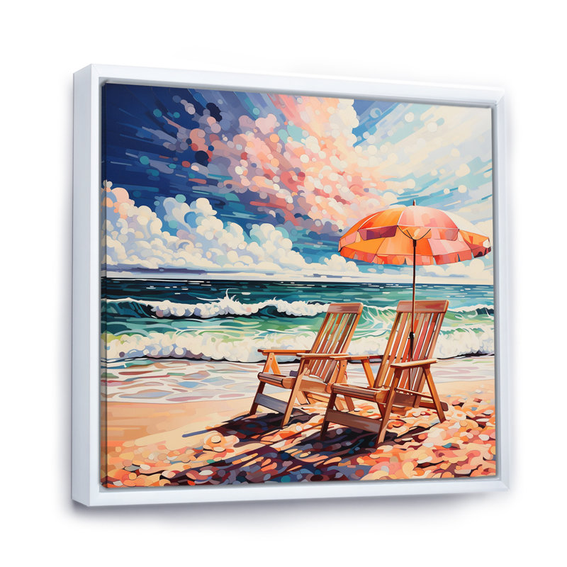Beautray Beach Chairs Scenery I sur toile, H 16 po x l 16 po x P 1 po, Cadre flottant blanc
