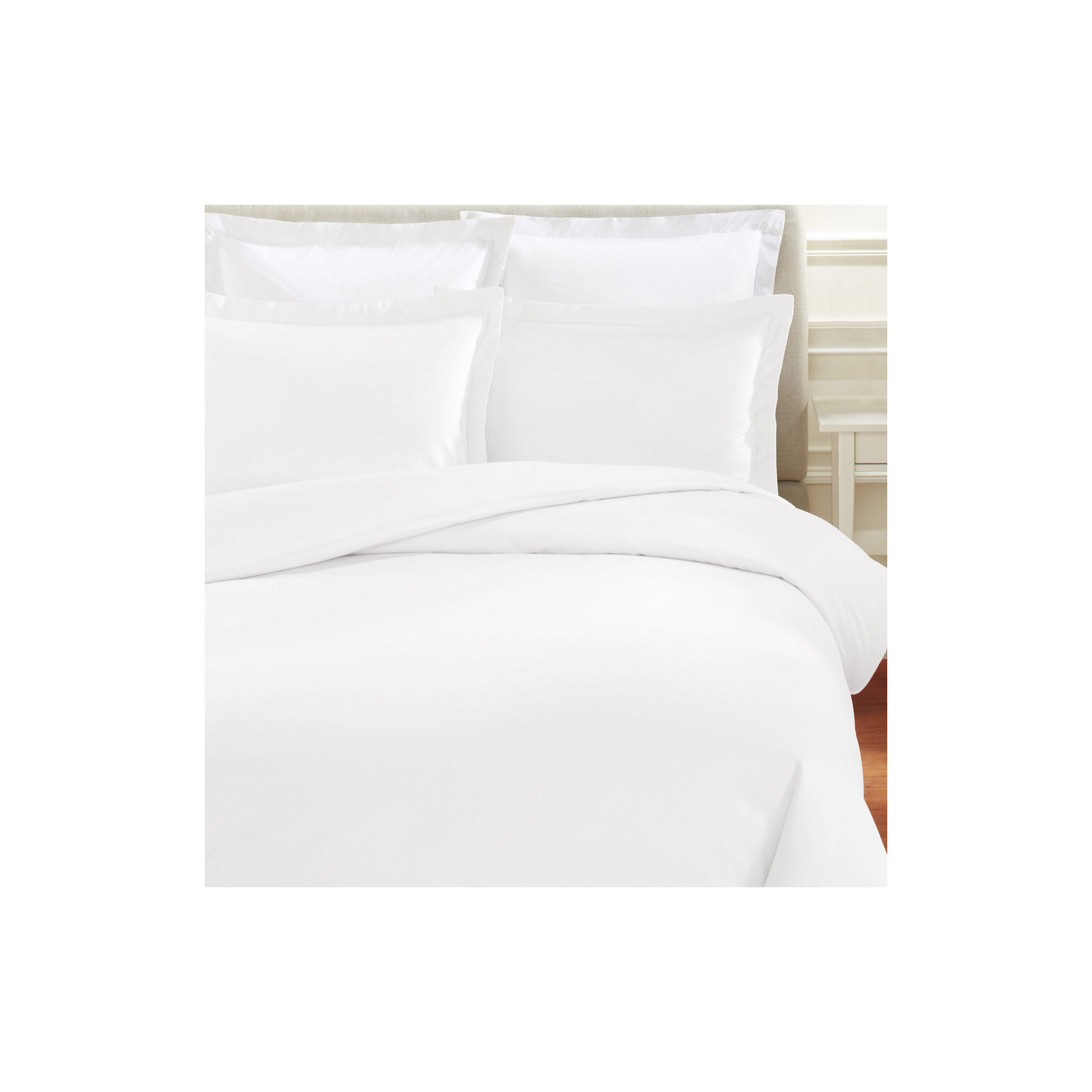 Austri Sateen Duvet Cover Set, White, Queen Duvet Cover + 2 Standard Shams