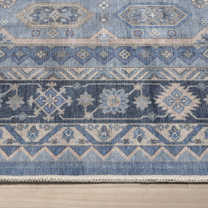  Apollo Nicosia Vintage Tribal Medallion Blue Flat-Weave Rug, Rectangle 3'3" x 5'