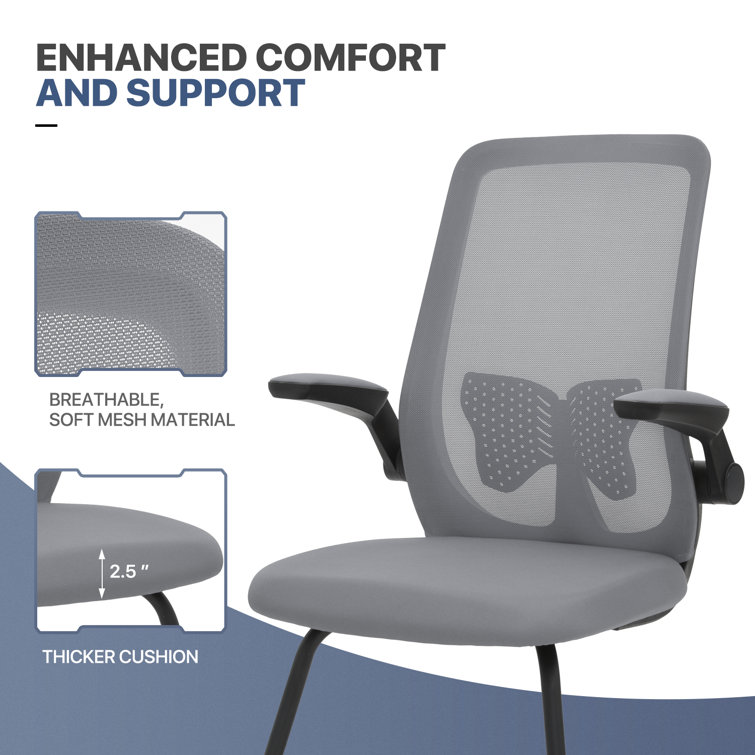 Laceymay Office Seat with Lumbar Support Flip-Up Arms (Set of 2) Inbox Zero Upholstery Color: Gray