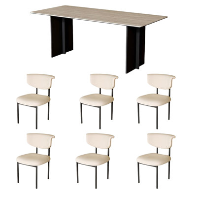 Ensemble de table et chaises Wabi-sabi antique