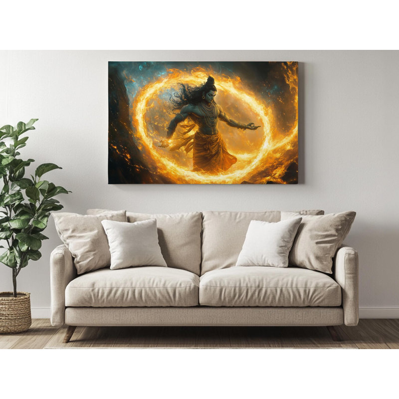 Lord Shiva Perfoming a Cosmic Dance in Ring of Fire on High-Quality Canvas Print - Handcrafted Wall Decor - Stylish Art - Gift - Wall Decor