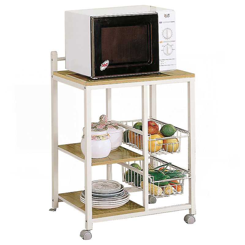 Chariot de cuisine naturel brun et blanc
