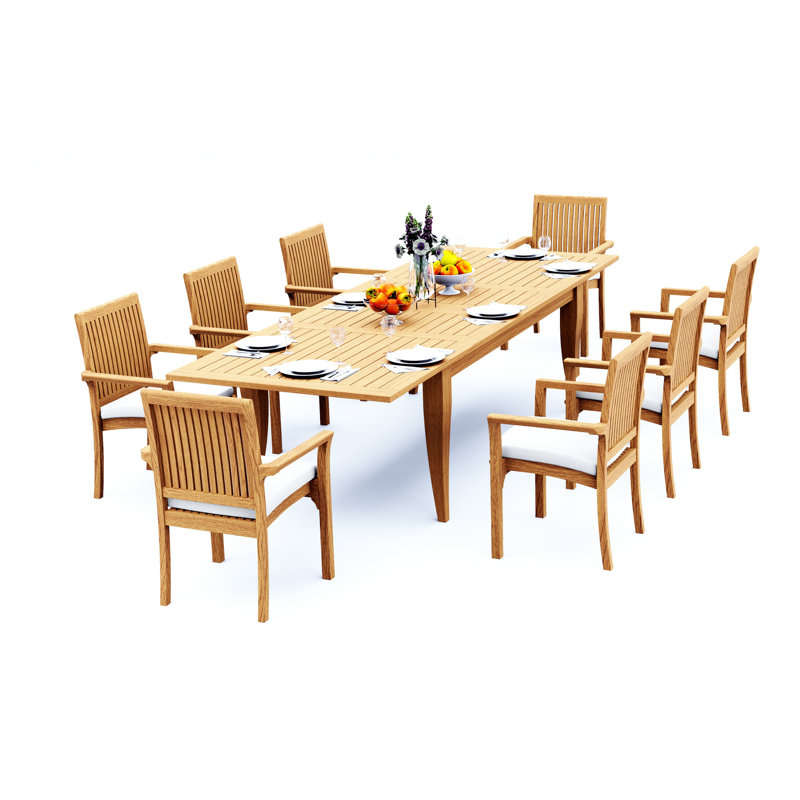 Lua Teak Wood Patio Dining Set with, 8