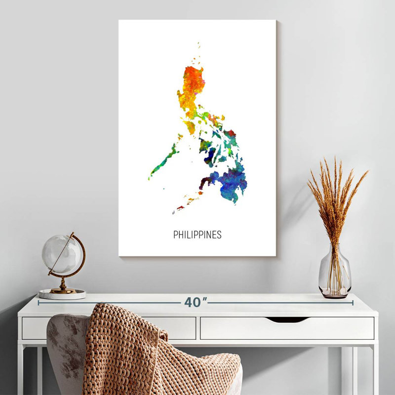 Aliaz Philippines Watercolor Map I, 30" H x 20" W