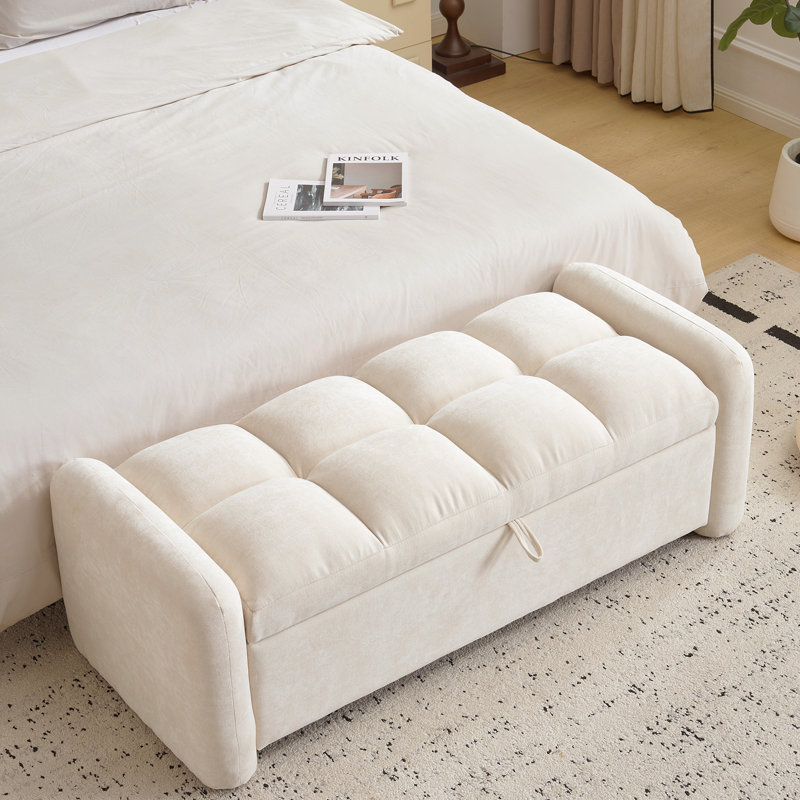 Banc de rangement surdimensionné de style moderne, Chenille beige