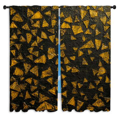 Rideaux jaunes à triangles et rideaux obscurcissant - 2 panneaux