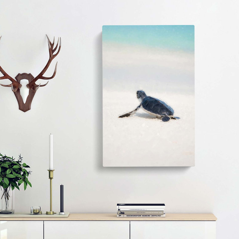 New Born Sea Turtle In Abstract - Print, 60cm H x 40cm W x 3cm D, Wrapped Canvas