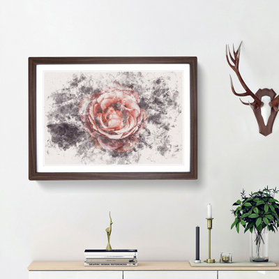 Pink Tipped Rose Flower - Framed Print