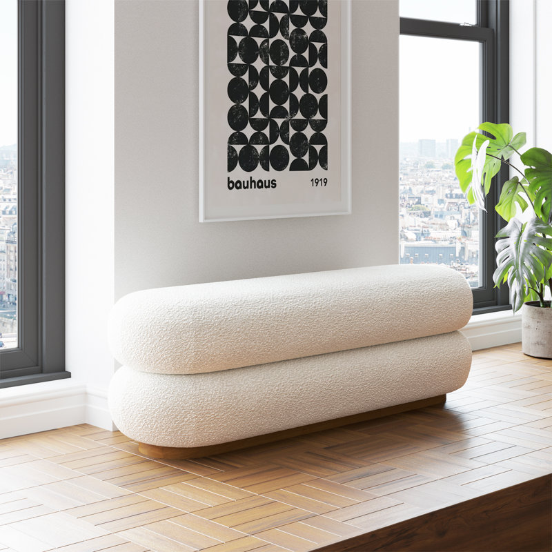 Varde Fabric Upholstered Bench, White