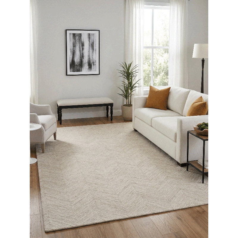 Marut Hand Tufted Chevron Area Rug, Rectangle 5' x 8'